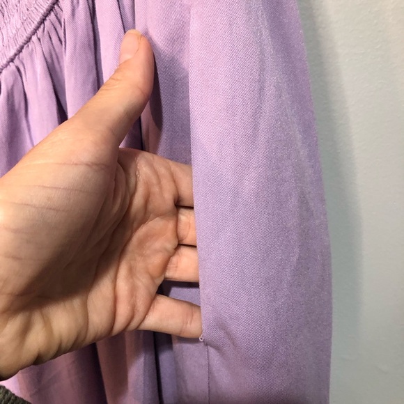 Zesica Lavender One Shoulder Flounce Smocked Tiered Leg Slit Midi Dress, Pockets - Picture 7 of 11